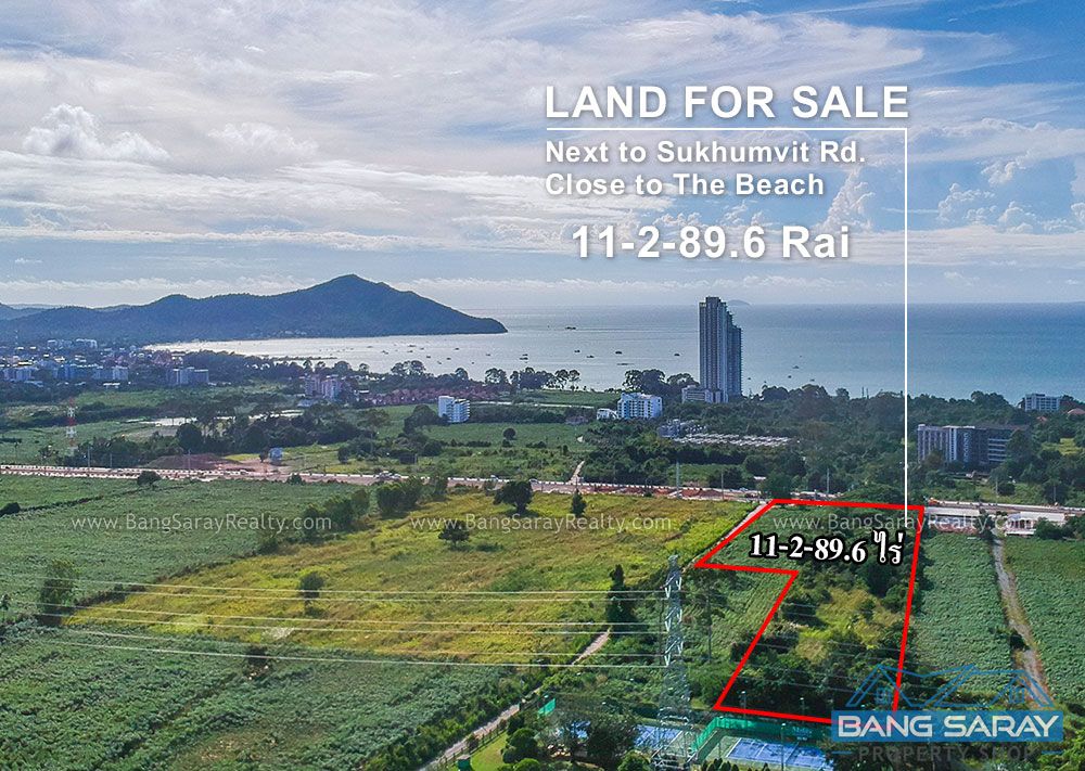 11 Rai of Land for Sale Next to Sukhumvit Road Bang Saray Land  For sale