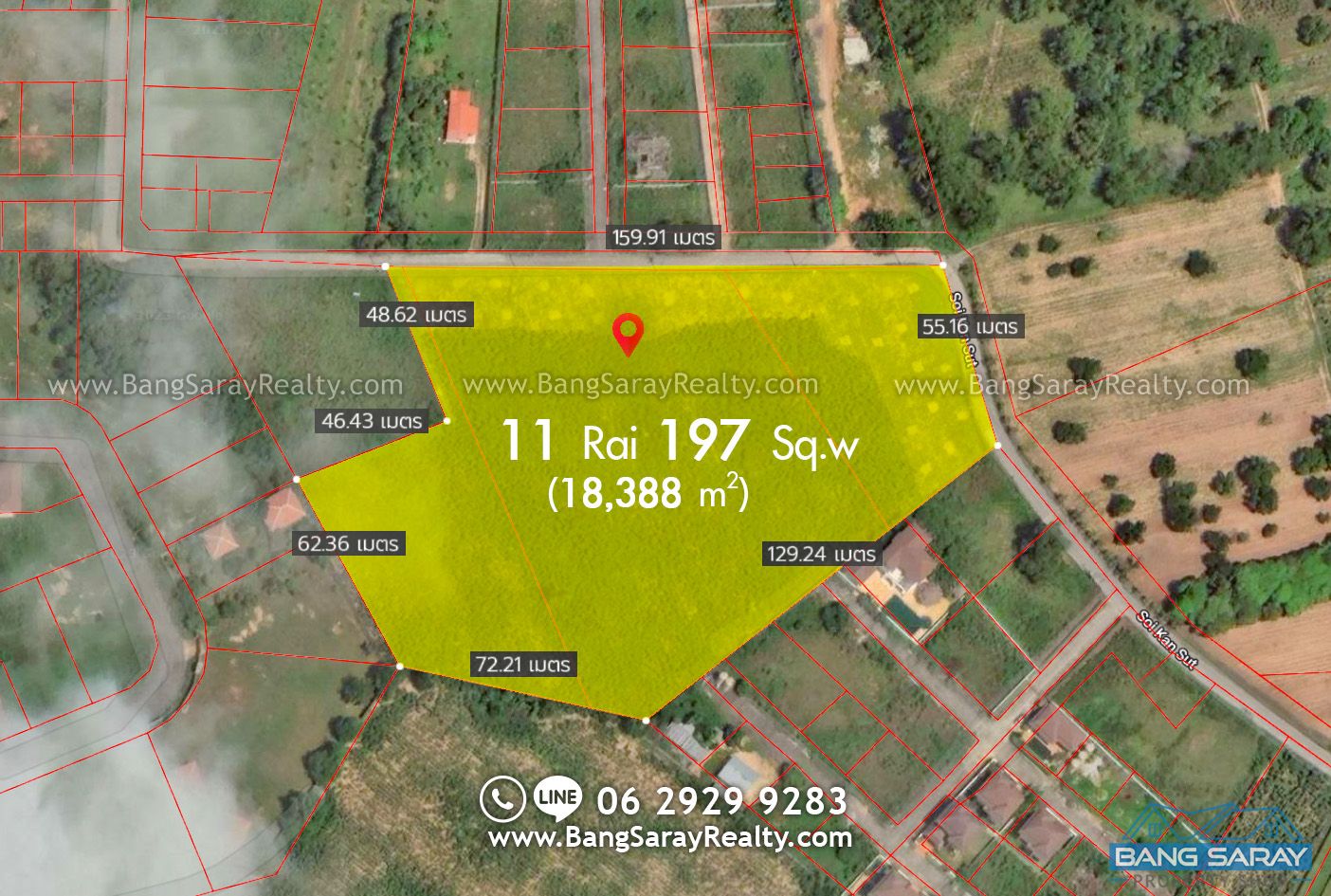 11 Rai of Land in Bang Saray for Sale Land  For sale