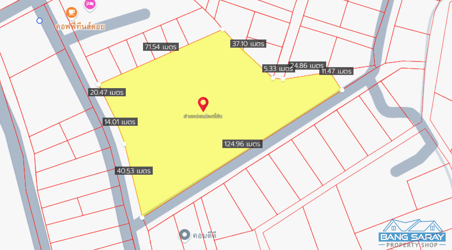 3 Rai and 300 sqw for Sale Beachside Bang Saray Land  For sale